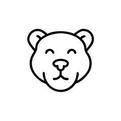 Handdrawn Happy Bear Face Icon Cute Cartoon Animal Line Art Simple Design vector