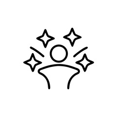 Handdrawn Line Art Icon of Person Surrounded by Shining Stars Representing Success Achievement or Excellence
