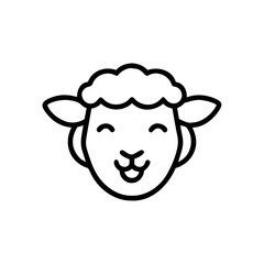Handdrawn Cute Sheep Face Icon Line Art Happy Animal Cartoon lamb