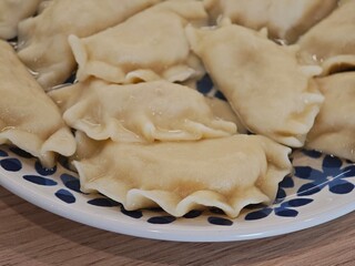 Boiled dumplings on a plate