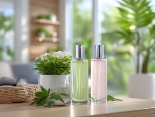 Perfume bottles on a table