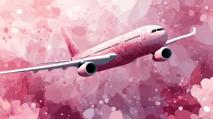 Pink airplane in a pink painted sky