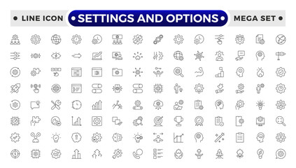 Settings and Options icon vector set. Containing software update, configuration, customization, options, maintenance, progress bar, upgrade, settings, installation, process, service.