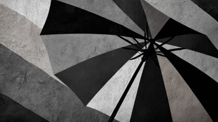 Black and white umbrella wall decor, artistic photography of a classic monochrome design