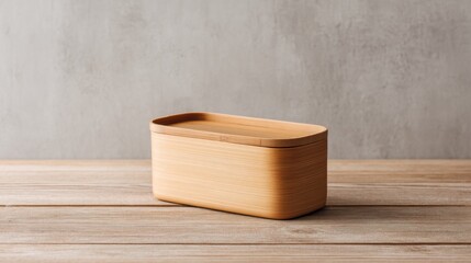 Traditional Japanese Bento Box Wooden Background