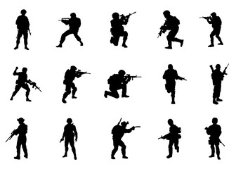 Silhouettes of war icons illustration. vector