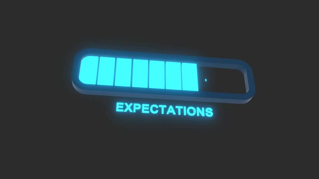 Progress bar with the word expectations represents the surpassing of expectations of the people you deal with, whether they are customers, superiors or others who need things from you