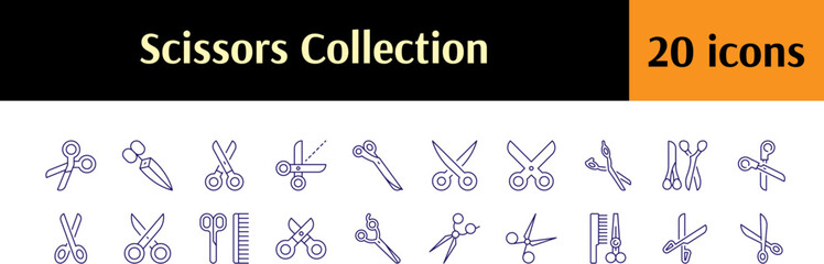 Scissors Haircut Modern Outline Style Icons for Design, Cards, Apps, Social Networks