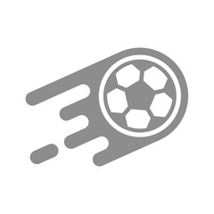 Fast soccer ball vector icon. Football kicked in the air with speed marks.