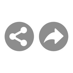 Share circle button icon set. Sharing post or media with arrow vector icons.