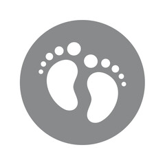 Baby feet circle vector label. Baby store or goods, safe for babies with footprints icon.