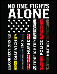 First Responders American Thin Line Police Fire Military - printable editable vector art file.