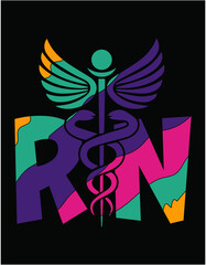 Lovely RN Registered Nurse Tie Dye - printable editable vector art file.