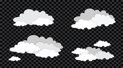 Cartoon clouds collection isolated on transparent background