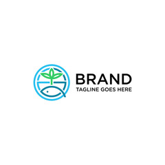Eco Nature Logo with Leaf and Fish Symbol for Sustainable Branding