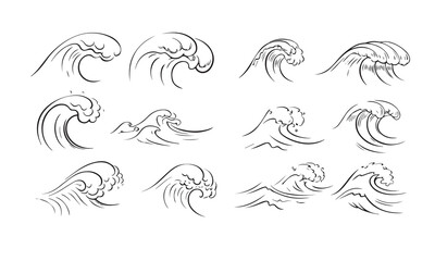 Set Of Wave Drawing
