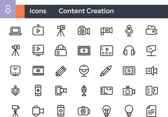 Content creation icons isolated on white background