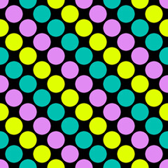 Multicolored pattern retro Sixties Polka Dots Grey Black 