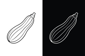 Zucchini Line Art Vector Collection. Woodcut Style Icons on White Black Background