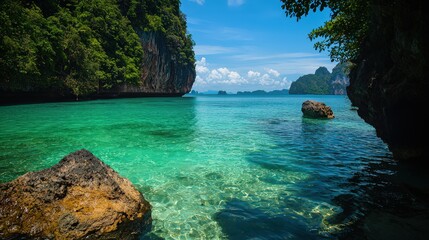 Fototapeta premium Breathtaking tropical cove adventure thailand landscape photography clear waters scenic viewpoint nature's serenity