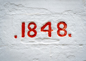 Engraved 1848 date on Cape Otway Lightstation wall in Australia