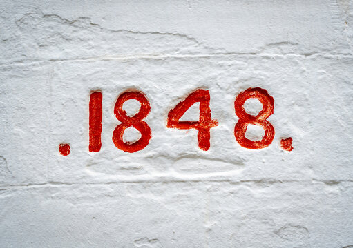 Engraved 1848 date on Cape Otway Lightstation wall in Australia