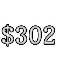 dollar sign on white background $302