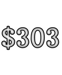 dollar sign on white background $303