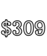 dollar sign on white background $309