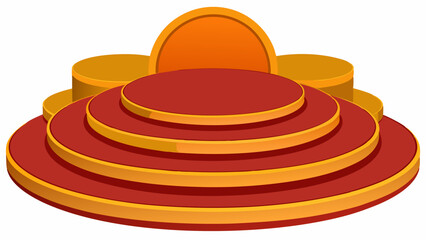 Vector Set of Classic Circular 3D Stages with Glossy Highlights and Shadows on a White Background.