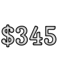 dollar sign on white background $345