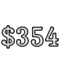 dollar sign on white background $354
