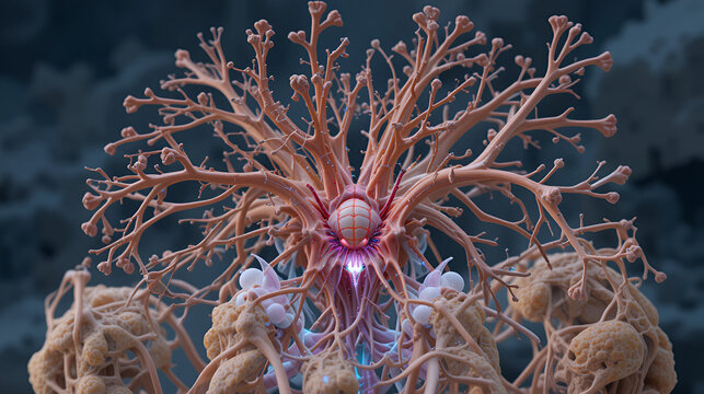 Hypothalamic nuclei, 3D illustration