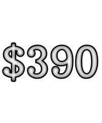 dollar sign on white background $390