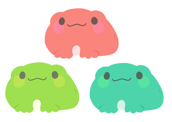 丸いカエル(カラフル)