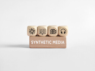 Wooden cubes illustrating synthetic media creation process