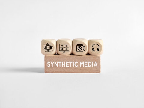 Wooden cubes illustrating synthetic media creation process