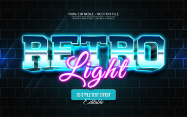 Retro Light 3D Text Effects for Posters, Logos, and T-Shirt Templates