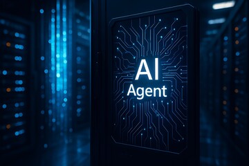 Ai agent displayed on a server rack in a data center
