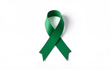 Emerald Green (Jade) ribbon awareness color for Liver Cancer and Hepatitis B - HVB month (bow isolated on white background with clipping path). High quality
