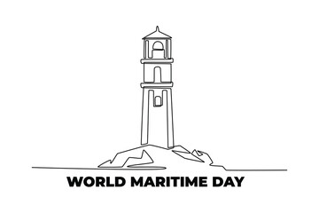 World maritime day concept. Single line draw design. Vector graphic illustration
