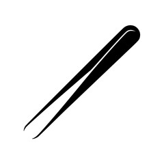 Black silhouette illustration of stainless steel tweezers