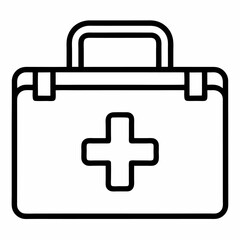 First aid kit outline icon on white background