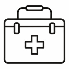 First aid kit outline icon on white background