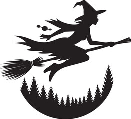 Witch flying on broom vector illustration