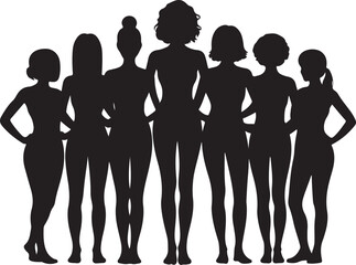 Women of all ages standing illustration