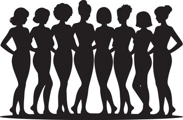 Women of all ages standing illustration