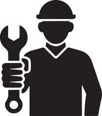 Worker with wrench vector illustration