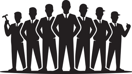 Worker lineup vector illustration