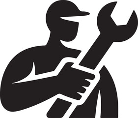 Worker with wrench vector illustration